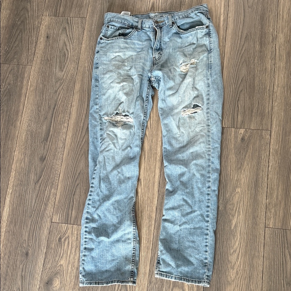 Levi's Light Blue Straight Jeans with Distressed Details